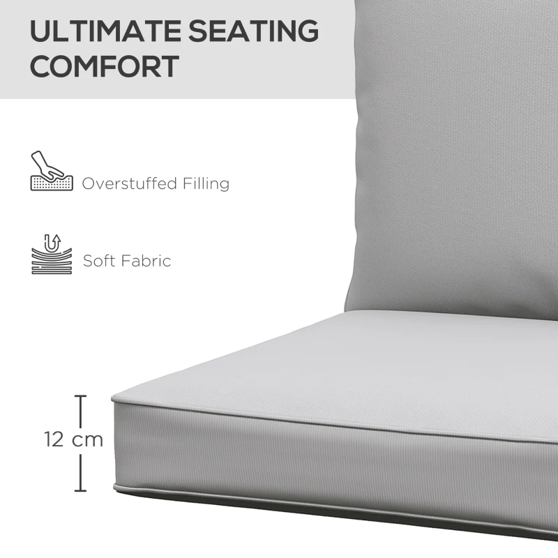 Outsunny Patio Chair Cushions, Thick Deep Seat Outdoor Seat Cushion with Back Cushion, Light Grey