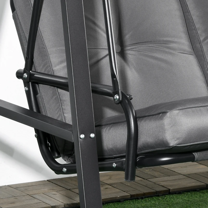 Outsunny 2-Seater Outdoor Porch Swing with Adjustable Canopy, Patio Swing Chair for Garden, Poolside, Backyard, Dark Gray