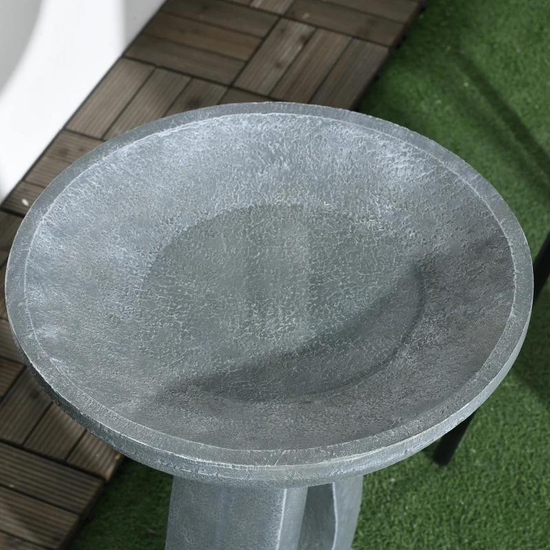 Outsunny Outdoor Resin Bird Bath, 20.1" Tall Birdbath with Stone Look, Standing Bird Feeder for Garden, Yard, Patio