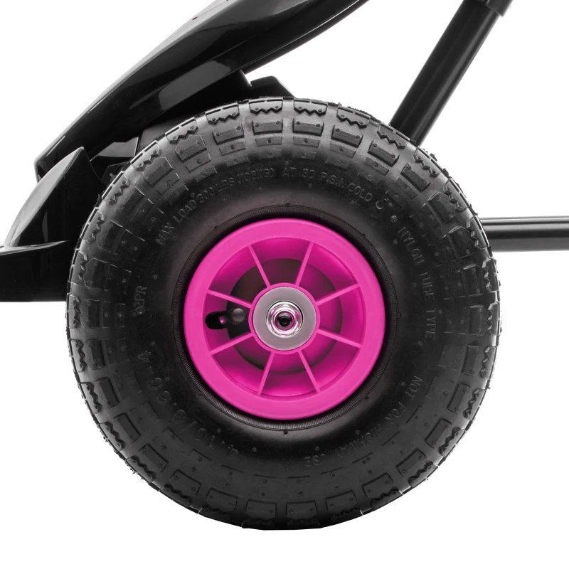 Aosom Ergonomic Pedal Go Kart Kids Ride-on Toy with Tough, Wear-Resistant Tread for Boys & Girls, Ages 5-12, Pink(m-9)
