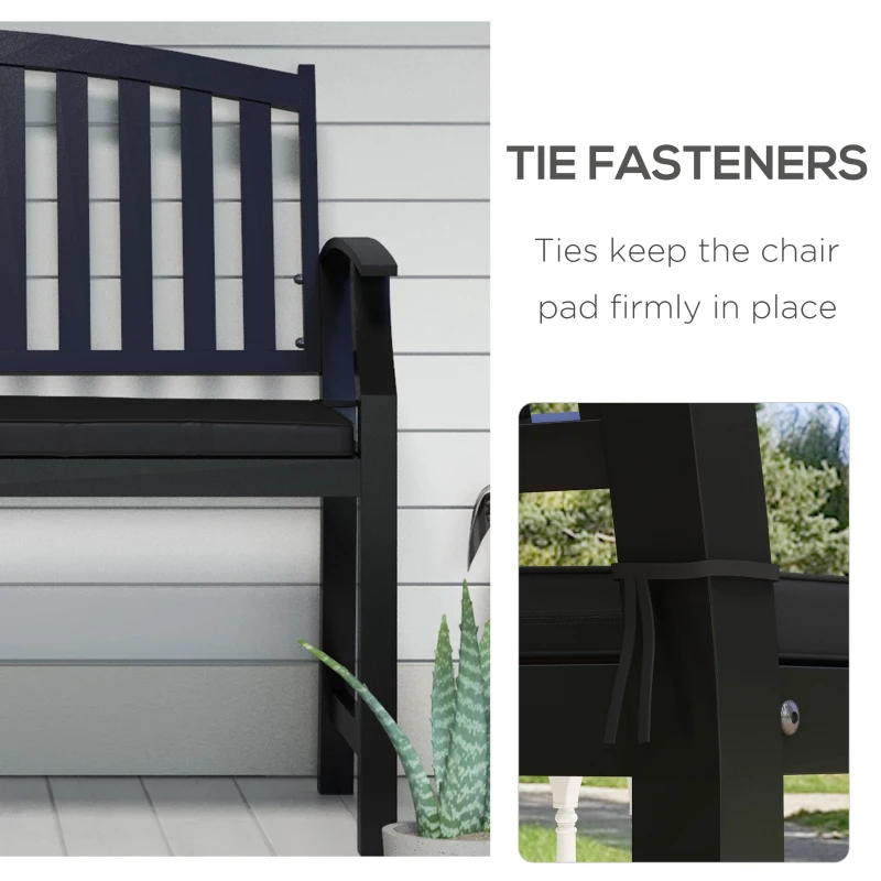 Outsunny 2-Seater Patio Bench Cushion Outdoor Seat Swing Replacement Pad with Zipper Cover, Ties for Patio, Garden, Black