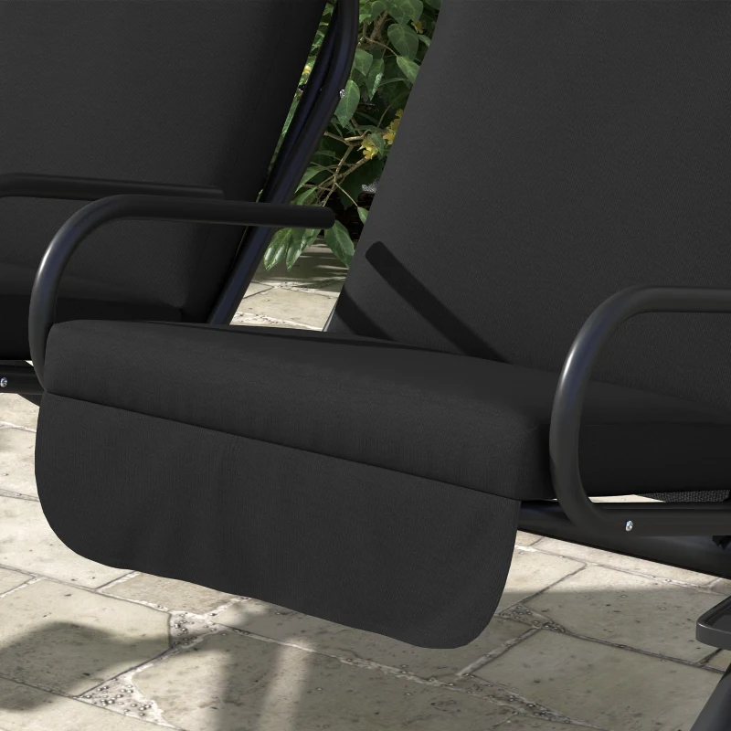 Outsunny 2-Seater Outdoor Porch Swing with Canopy, Patio Swing Chair for Garden, Poolside, Backyard, Black