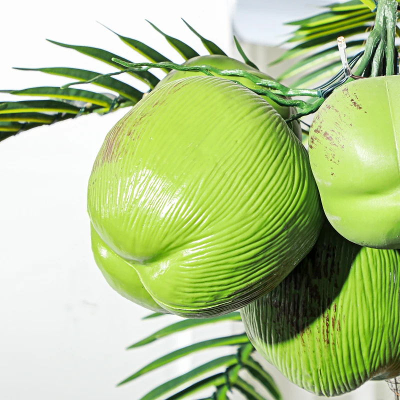 Outsunny 7' Artificial Light Up Palm Tree Lighted Tropical Fake Tree with Remote 280 Lights 5 Coconuts for Outdoor Indoor Green