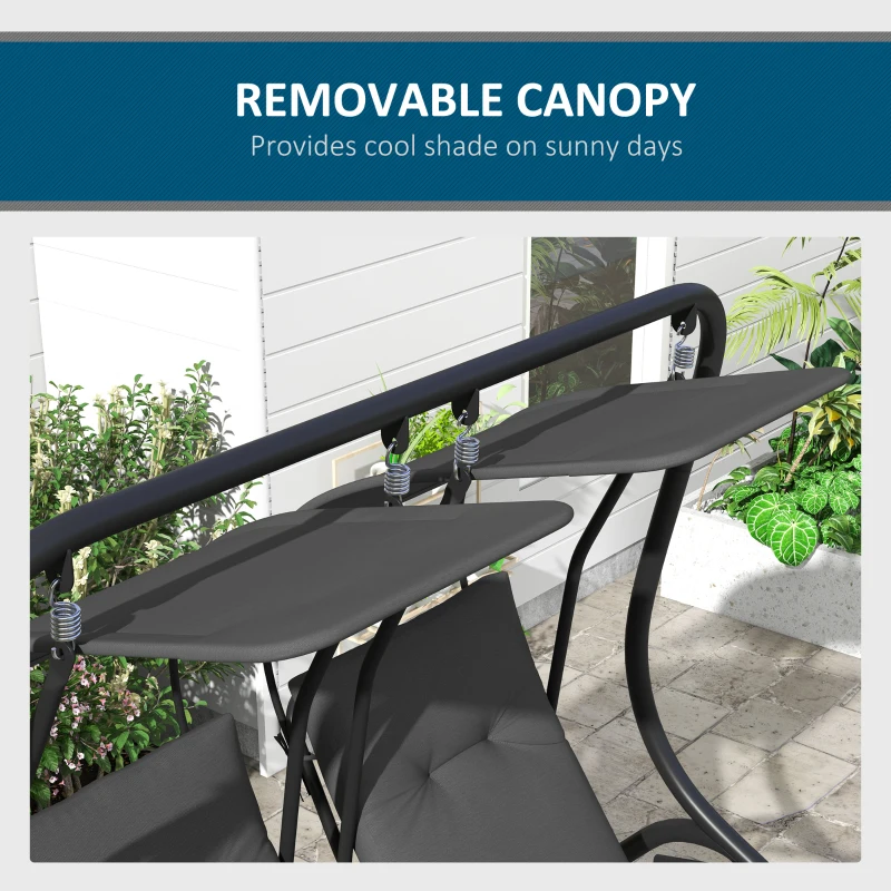 Outsunny 2-Seater Outdoor Porch Swing with Canopy, Patio Swing Chair for Garden, Poolside, Backyard, Gray