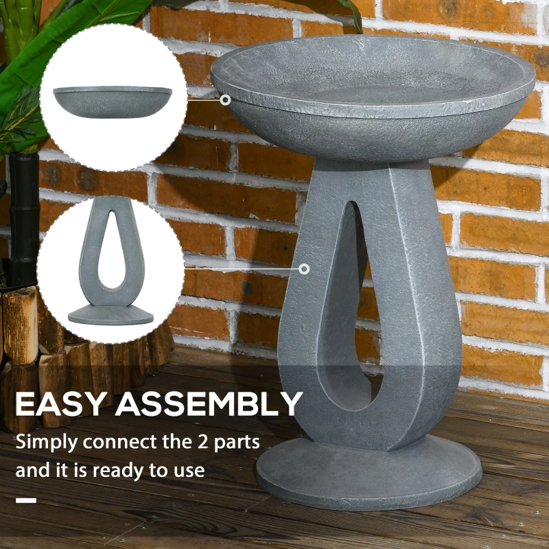 Outsunny Outdoor Resin Bird Bath, 20.1" Tall Birdbath with Stone Look, Standing Bird Feeder for Garden, Yard, Patio