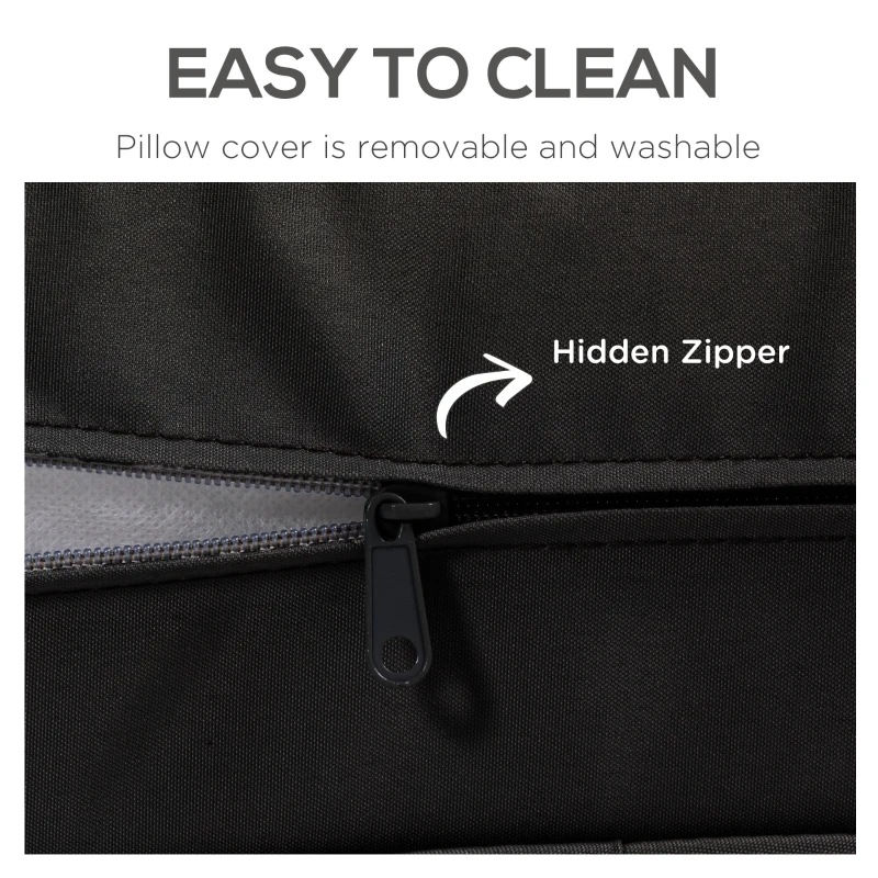 Outsunny 2-Seater Patio Bench Cushion Outdoor Seat Swing Replacement Pad with Zipper Cover, Ties for Patio, Garden, Black