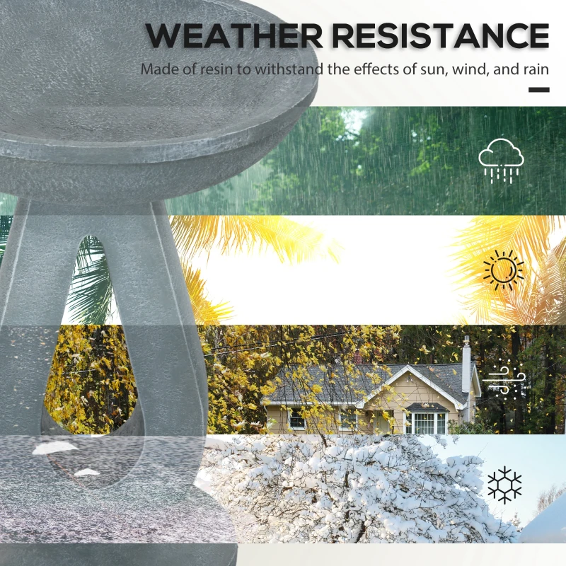 Outsunny Outdoor Resin Bird Bath, 20.1" Tall Birdbath with Stone Look, Standing Bird Feeder for Garden, Yard, Patio