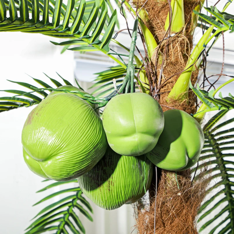 Outsunny 8' Artificial Light Up Palm Tree Lighted Tropical Fake Tree with Remote 350 Lights 5 Coconuts for Outdoor Indoor Green