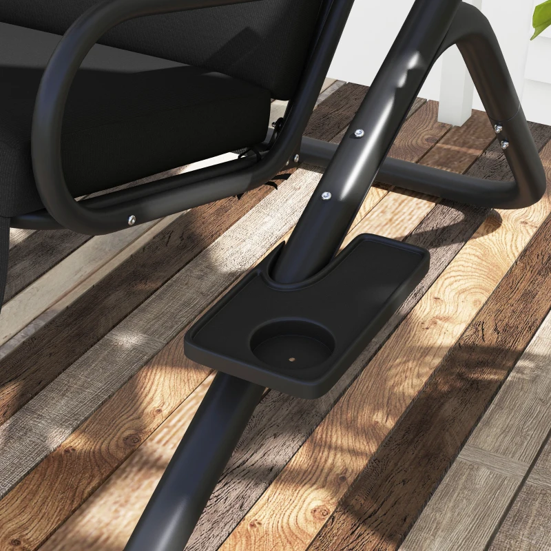 Outsunny 2-Seater Outdoor Porch Swing with Canopy, Patio Swing Chair for Garden, Poolside, Backyard, Black