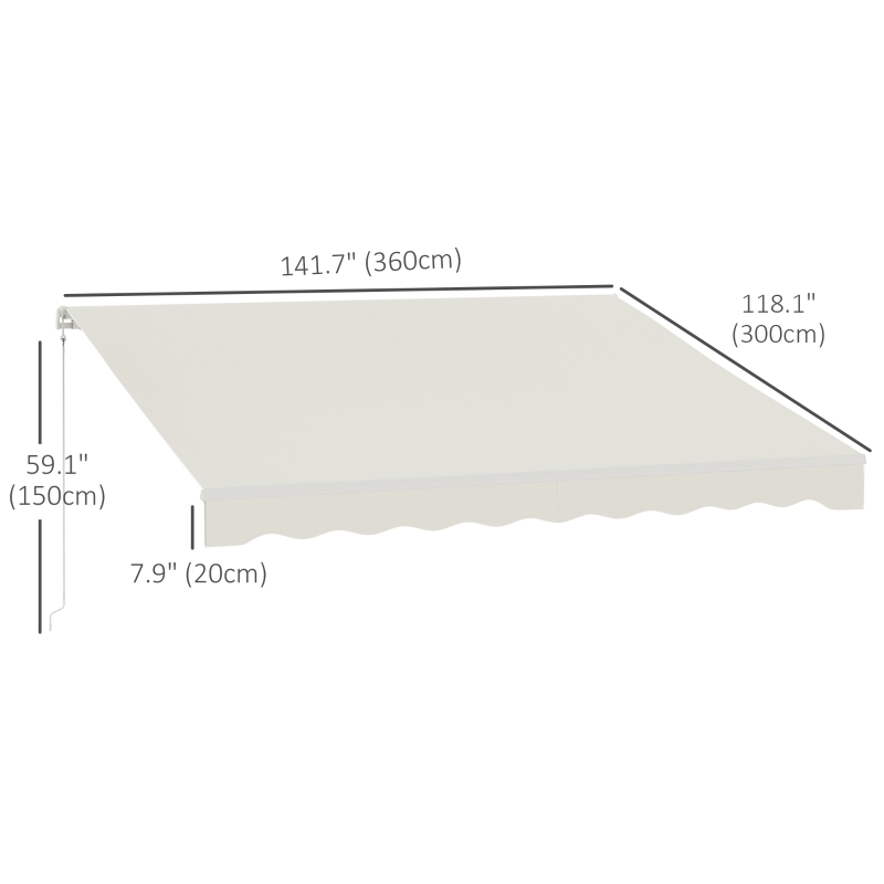 Outsunny 12'x10' Electric Retractable Awning, UV Protection Sun Shade Shelter w/ Remote Controller for Deck Balcony Yard, Cream
