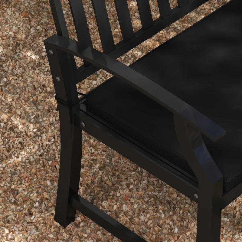 Outsunny 2-Seater Patio Bench Cushion Outdoor Seat Swing Replacement Pad with Zipper Cover, Ties for Patio, Garden, Black