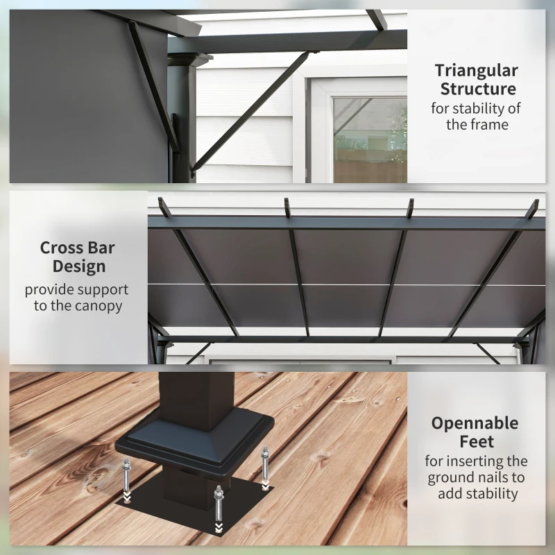 Outsunny 12' x 10' Retractable Pergola with Sun Shade Canopy, for Backyard, Garden, Patio, Deck, Gray