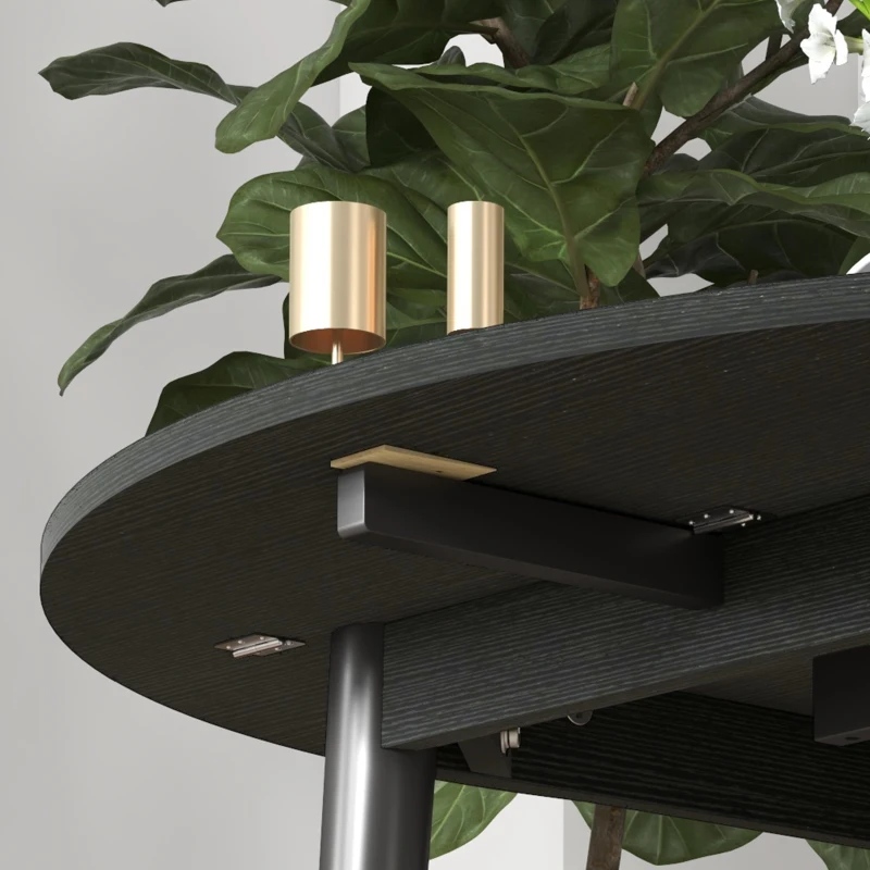 HOMCOM Folding Dining Table, Round Drop Leaf Kitchen Table for Small Spaces with Wood Legs, Black