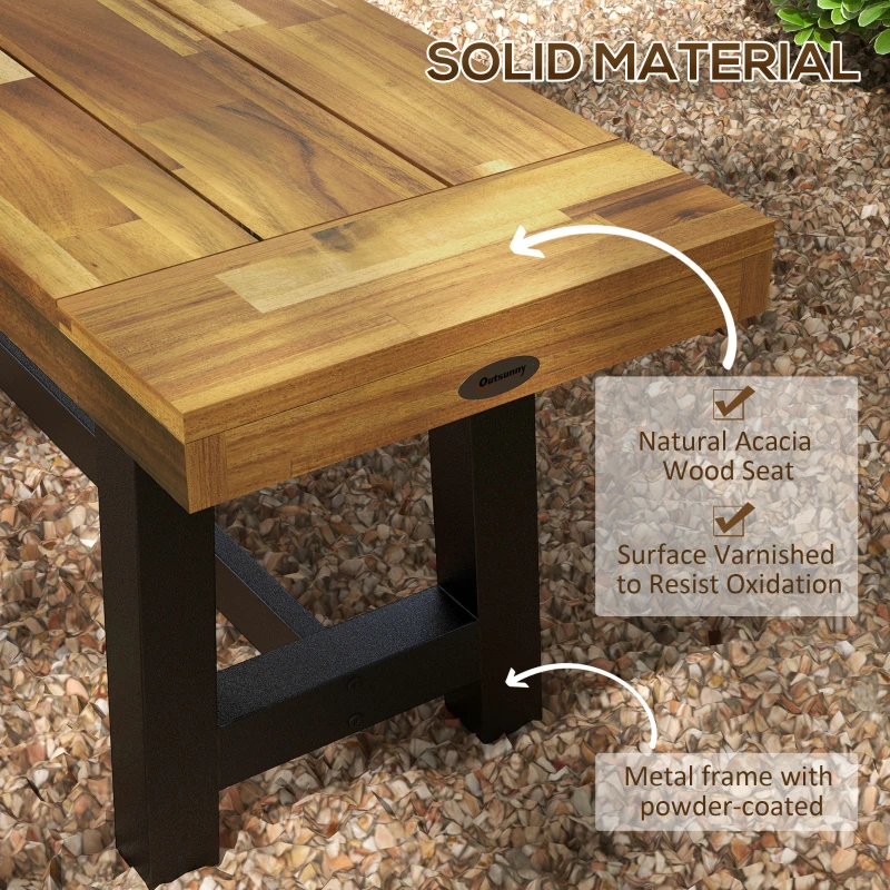 Outsunny Garden Bench with Acacia Wood Seat, Front Porch Loveseat, 63" x 14.25" x 18", Natural