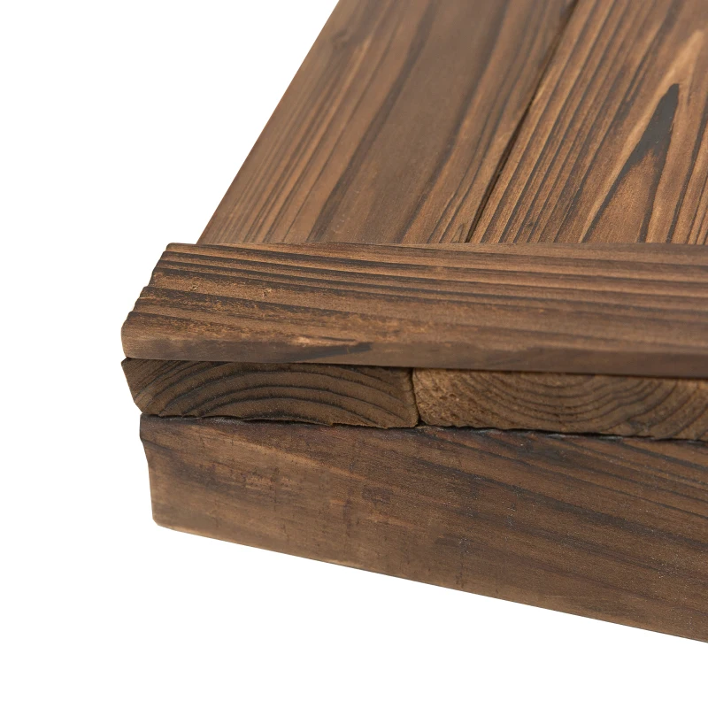 Outsunny 3.3ft Wooden Garden Bridge Arc Stained Finish Walkway with Half Wheeled Railings, Stained Wood