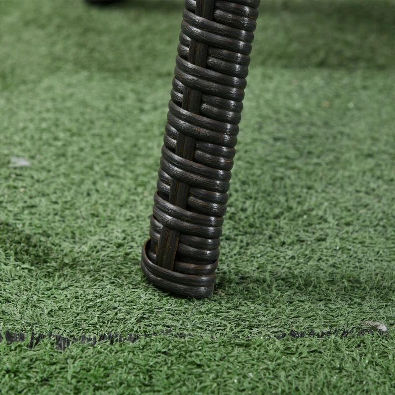 Outsunny Outdoor Patio PE Rattan Coffee Table with Storage Shelf, Wicker Side Table with Glass Top, Black