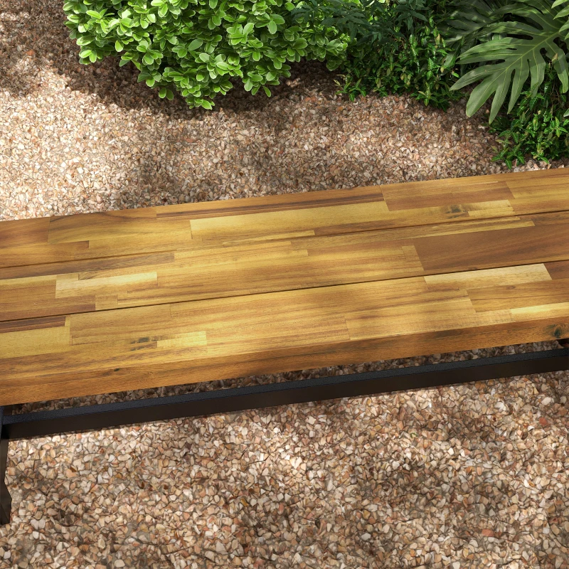 Outsunny Garden Bench with Acacia Wood Seat, Front Porch Loveseat, 63" x 14.25" x 18", Natural