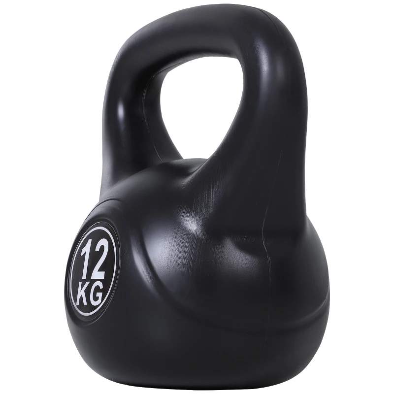 Soozier 26lb Fitness Kettlebell, Plastic Exercise Weight, Weightlifting Tools with Sand, Handle, Noise Reduction for Home, Gym