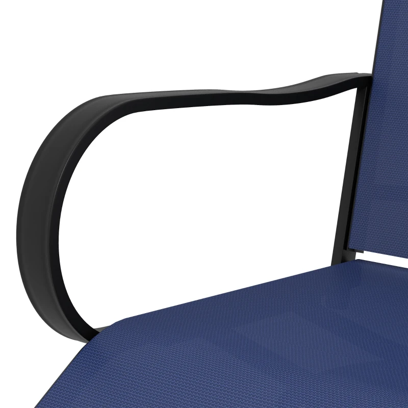 Outsunny Outdoor Bar Stools Set of 2, 360° Swivel Bar Height Chairs, 26.75" x 29.5" x 48.5", Navy Blue