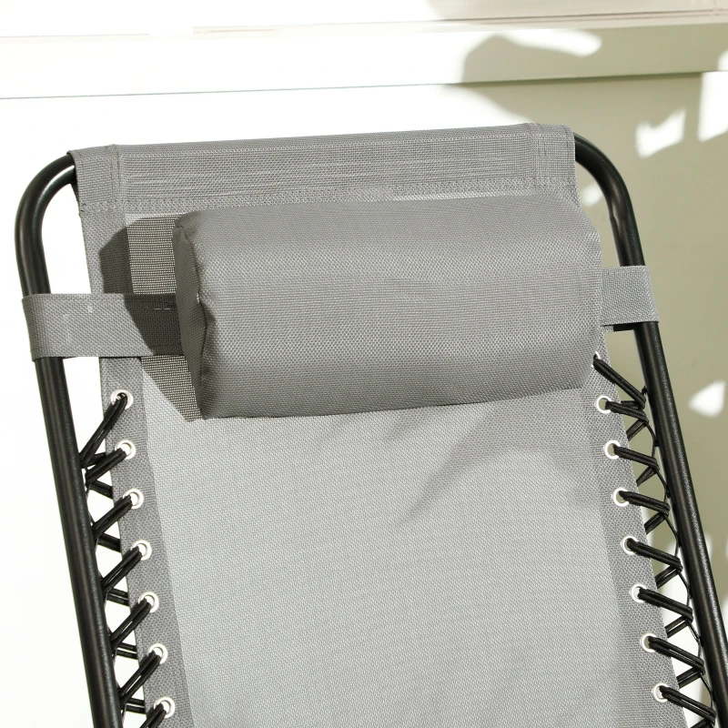 Outsunny Outdoor Rocking Chair Set of 2, Patio Folding Lawn Rocker Set with Headrests for Yard, Patio, Deck, Backyard, Gray
