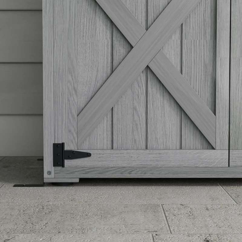 Outsunny Wooden Outdoor Storage Cabinet Garden Shed with Waterproof Asphalt Roof and Lockable Doors, Gray