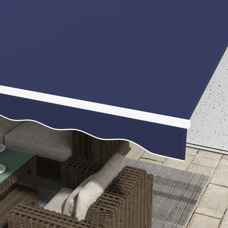 Outsunny 16'x10' Electric Retractable Awning Sunshade Shelter with Remote Controller & Crank Handle for Deck Balcony Yard, Blue