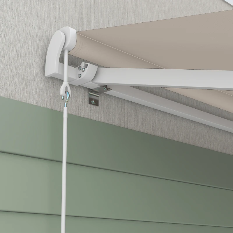 Outsunny 16'x10' Electric Retractable Awning Sunshade Shelter with Remote Controller & Crank Handle for Deck Balcony Yard, Cream(m-8)