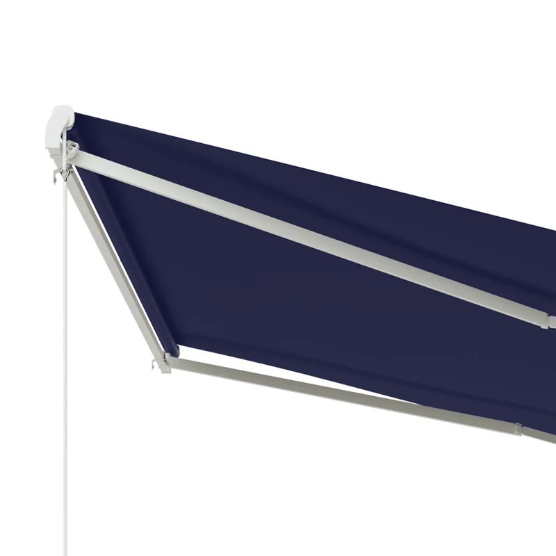 Outsunny 12' x 10' Electric Retractable Awning Sunshade Shelter with Remote Controller, Crank Handle for Deck Balcony Yard, Blue