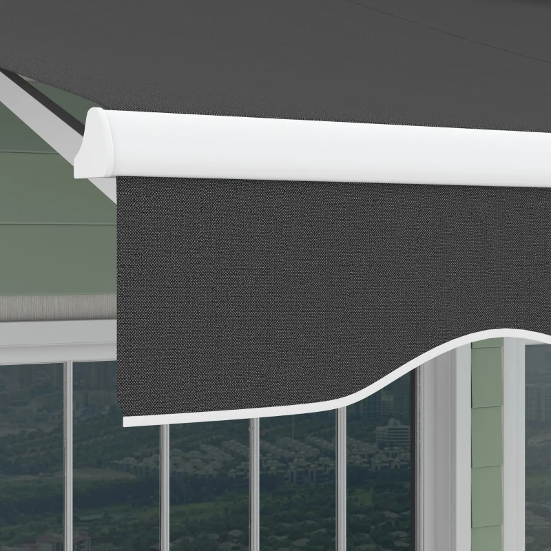 Outsunny 12' x 10' Electric Retractable Awning Sunshade Shelter with Remote Controller, Crank Handle for Deck Balcony Yard, Gray