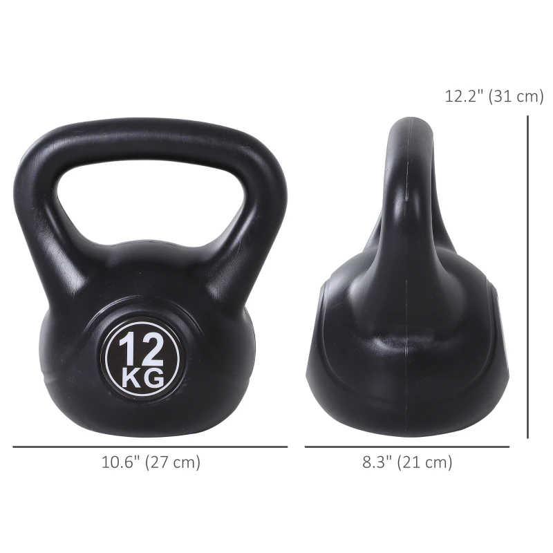Soozier 26lb Fitness Kettlebell, Plastic Exercise Weight, Weightlifting Tools with Sand, Handle, Noise Reduction for Home, Gym