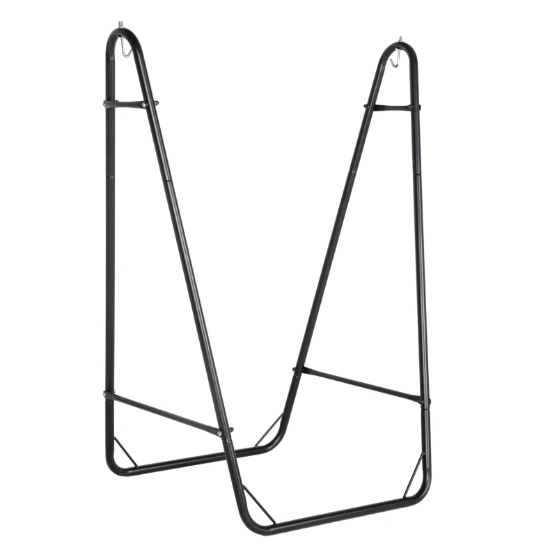 Outsunny Hammock Chair with U Shape Stand, Hammock Swing Chair with A Side Pocket, Cream White
