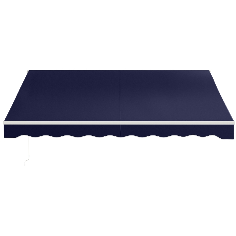 Outsunny 12' x 10' Electric Retractable Awning Sunshade Shelter with Remote Controller, Crank Handle for Deck Balcony Yard, Blue
