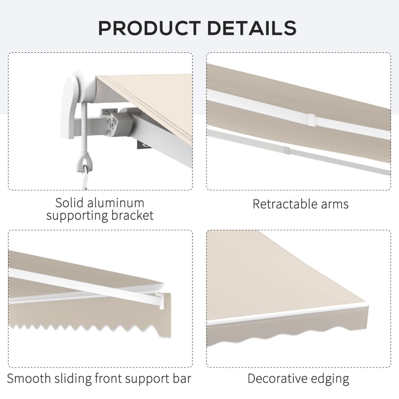 Outsunny 16'x10' Electric Retractable Awning Sunshade Shelter with Remote Controller & Crank Handle for Deck Balcony Yard, Cream(m-7)