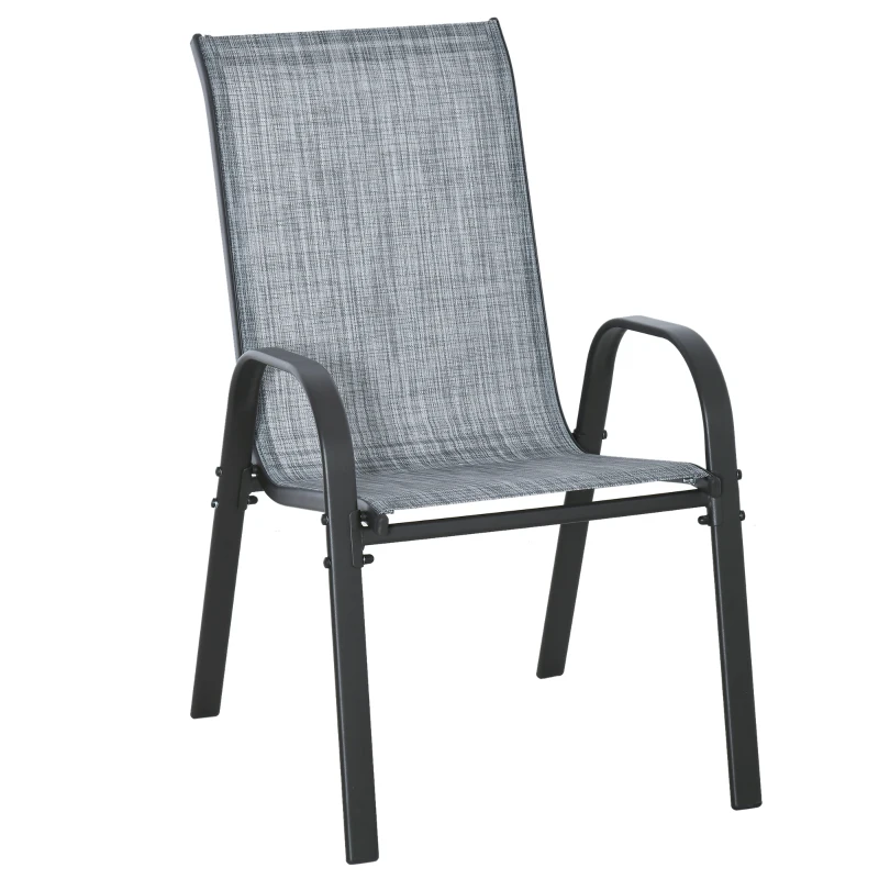 Outsunny 8-Piece Patio Dining Set with Umbrella, Grey - Includes 6 Chairs, Table, and UV Protection Umbrella for Outdoor Gatherings