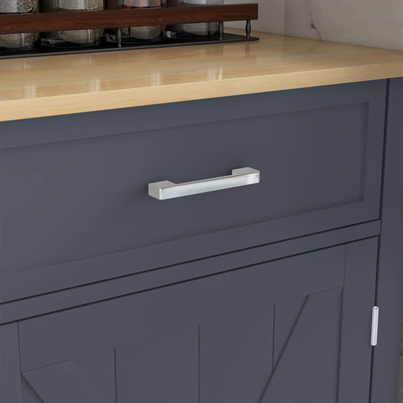 HOMCOM Kitchen Island with Drop Leaf, Rolling Kitchen Cart with 2 Drawers, Adjustable Shelves and Wood Countertop, Dark Grey