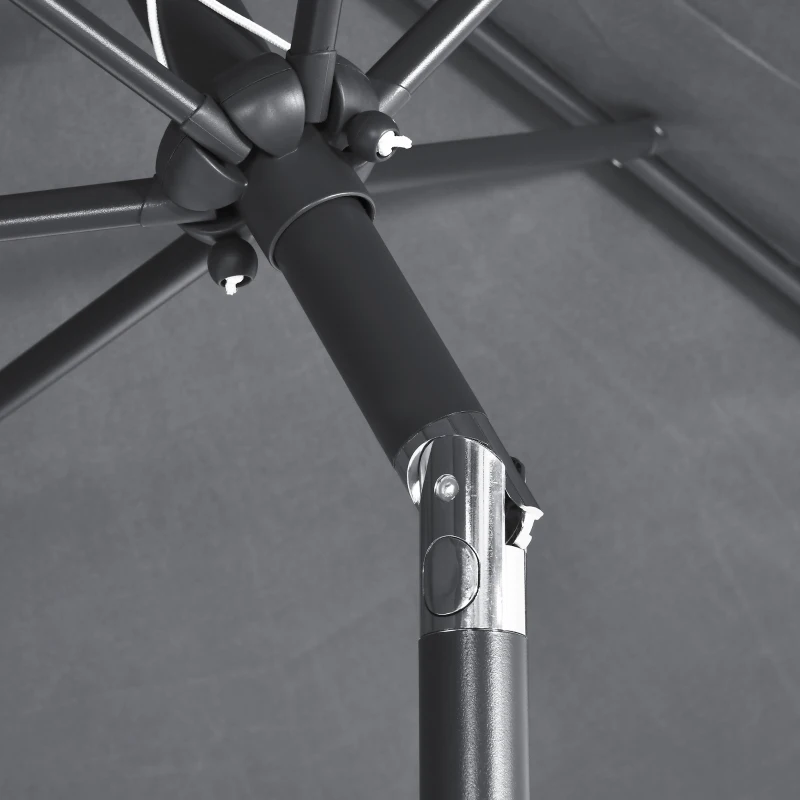 Outsunny 8-Piece Patio Dining Set with Umbrella, Grey - Includes 6 Chairs, Table, and UV Protection Umbrella for Outdoor Gatherings