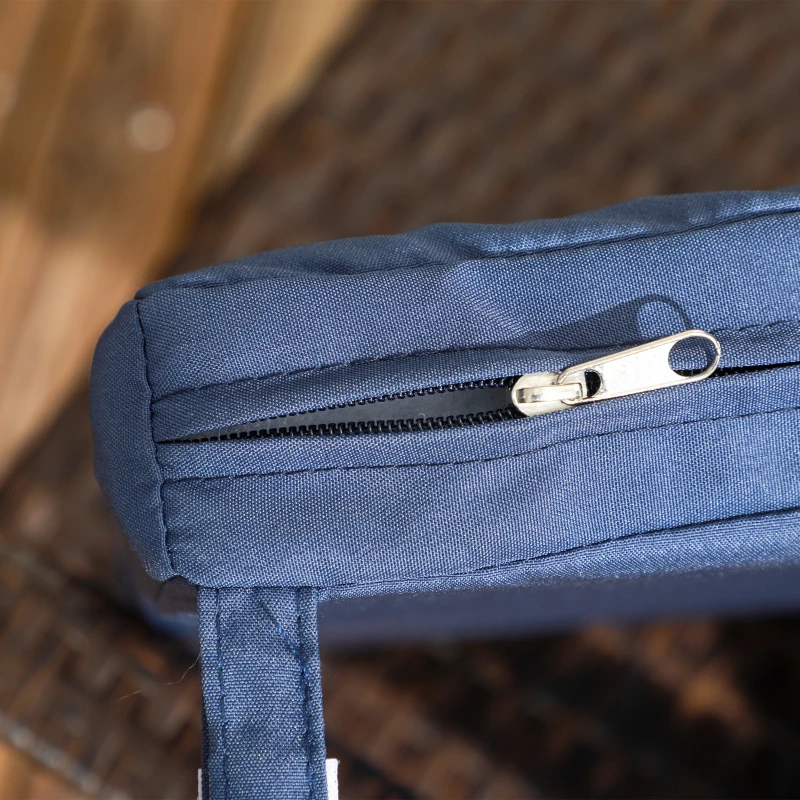 Outsunny Stackable PE Rattan Outdoor Dining Chairs with Cushion, Patio Wicker Dining Chair with Armrests & Backrest, Blue