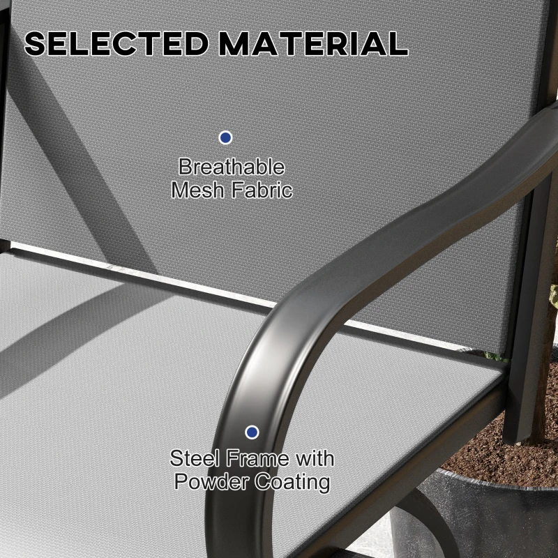 Outsunny Outdoor Bar Stools Set of 2, 360° Swivel Bar Height Chairs, 26.75" x 29.5" x 48.5", Gray