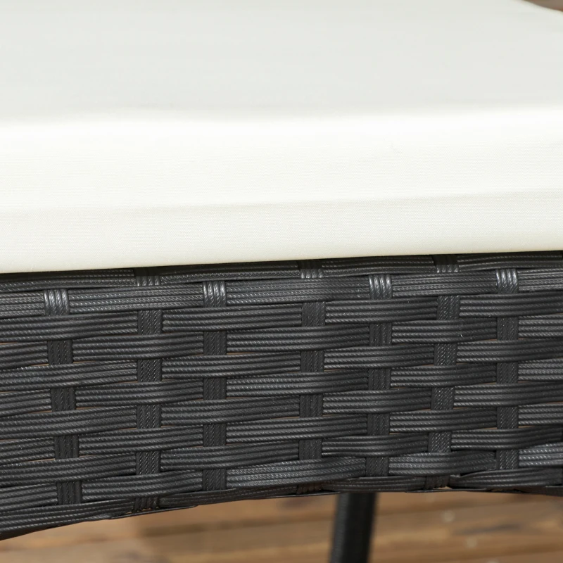 Outsunny Stackable 4 PE Rattan Outdoor Dining Chairs with Cushions, Patio Wicker Dining Chairs with Armrests & Backrest, Cream White