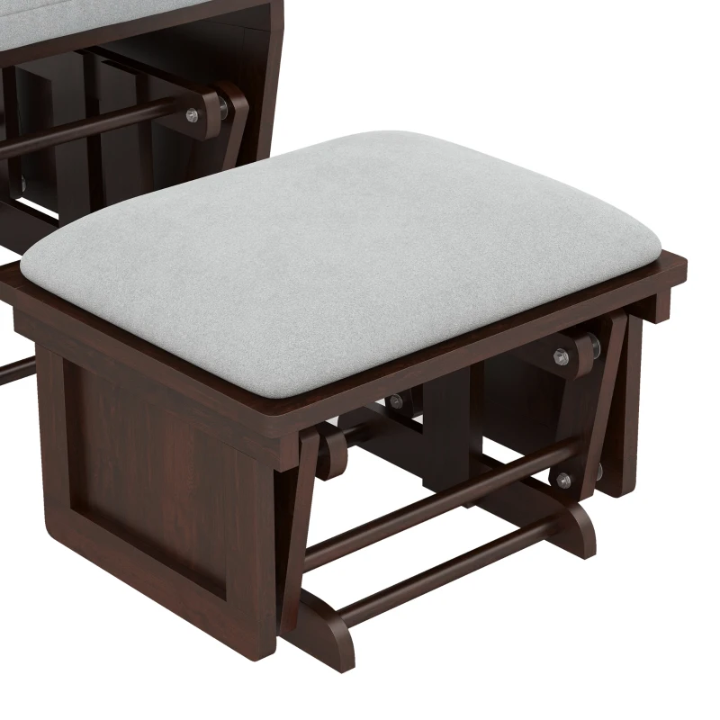 HOMCOM Rocking Chair Set with Ottoman, Nursery Glider Rocker with Footrest, Padded Cushion Seating and Wood Base, Light Gray