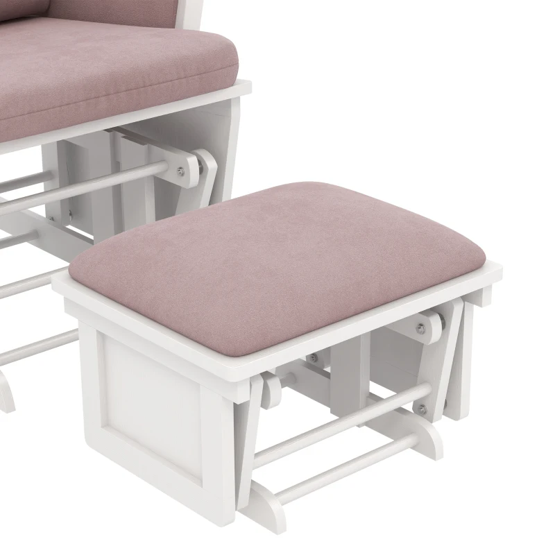 HOMCOM Rocking Chair Set with Ottoman, Nursery Glider Rocker with Footrest, Padded Cushion Seating and Wood Base, Pink
