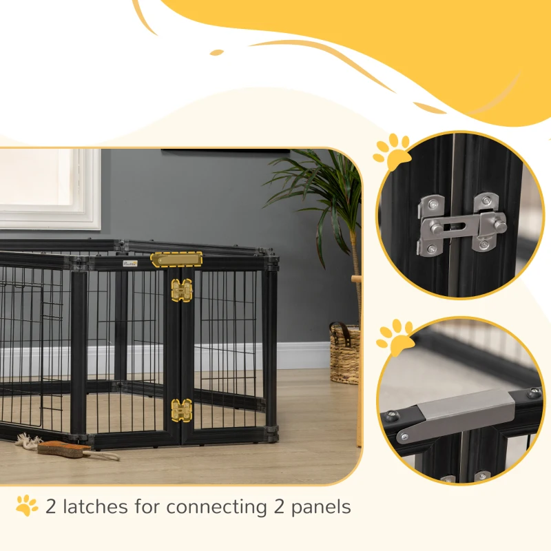 PawHut Dog Playpen, 6 Panels 24.5" Heavy Duty Pet Playpen, Foldable Dog Exercise Pen with Door Indoor Outdoor, Black