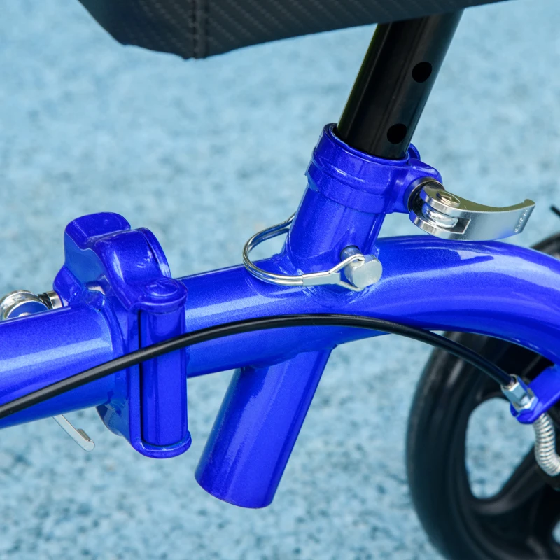 HOMCOM Steerable Knee Walker, Foldable Knee Scooter with Dual Braking System, Adjustable Height, Crutch Alternative, Blue