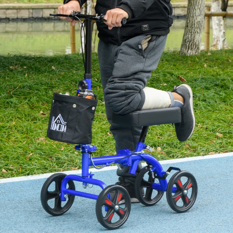小物 traditionalwhetherwearFOLDINGBAMBOOMINI HOMCOM Steerable Knee Walker, Foldable Knee Scooter with