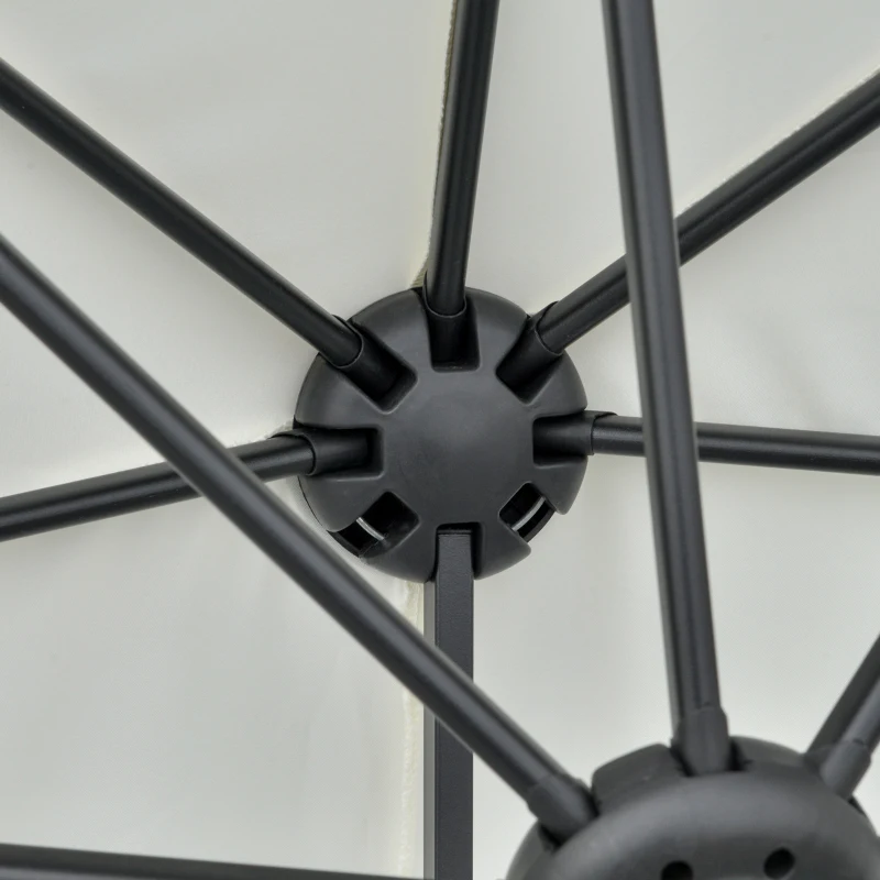 Outsunny 6.6 x 6ft Half Patio Umbrella Outdoor Parasol with Double-Sided Canopy, Crank Handle, Base for Garden, Balcony, Cream