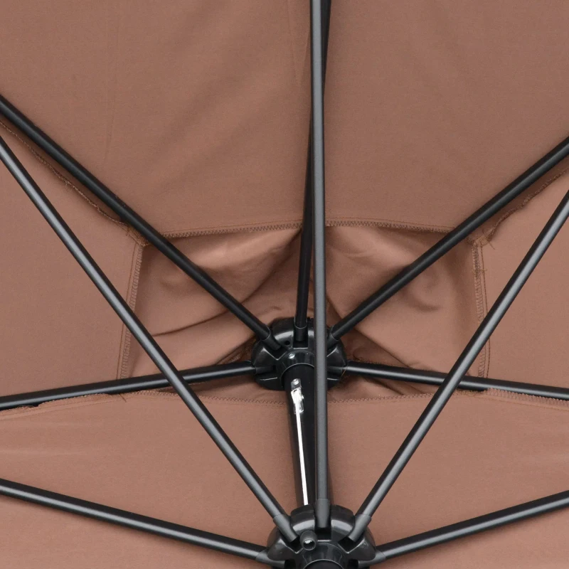 Outsunny 7.5ft Half Umbrella Semi Patio Parasol with Crank Handle, Top Vent for Garden, Balcony- NO BASE INCLUDED, Coffee