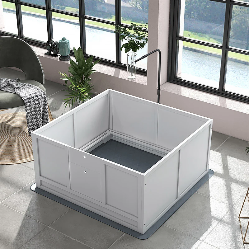 PawHut Dog Whelping Box with Waterproof Mat, Retractable Light Stand, Pig Rail, Adjustable Door, 41" x 39"