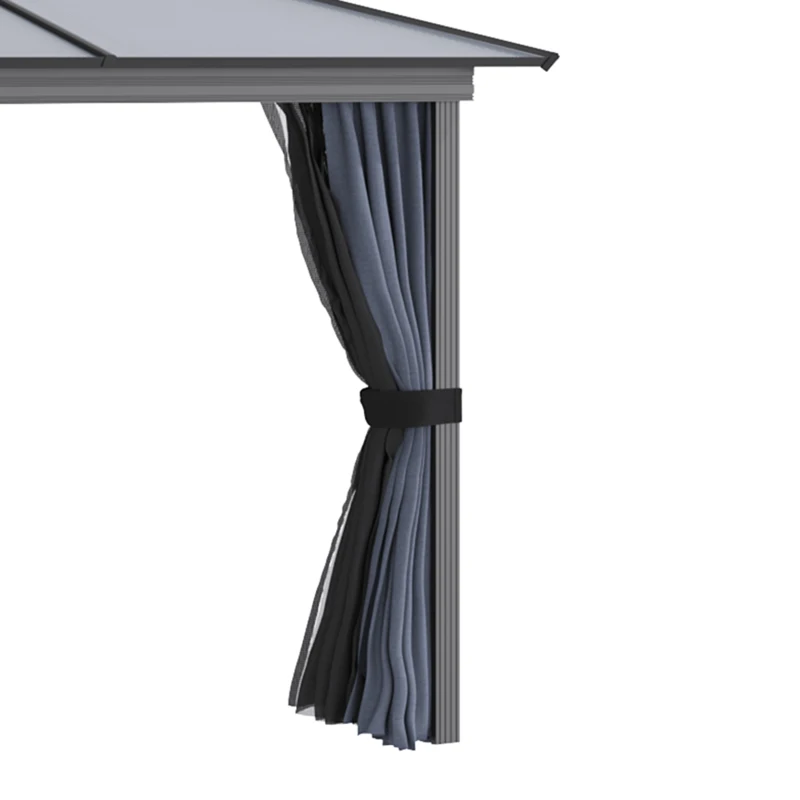 Outsunny 10' x 12' Aluminum Patio Gazebo with Mesh Curtains - 2 Tier Roof Outdoor Canopy for Garden, Black