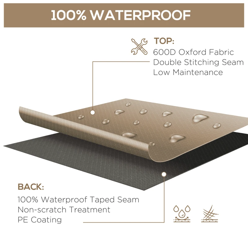 Outsunny Patio Furniture Covers Outdoor Furniture Cover for Dining Table Chair Set, Waterproof, Anti-UV, 108" x 80" x 35", Beige