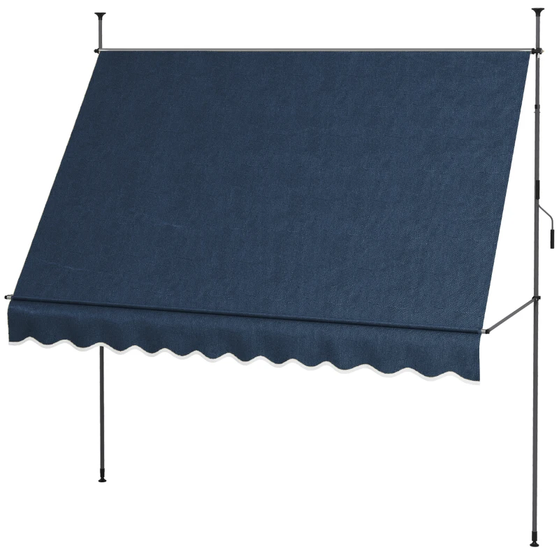 Outsunny 10' x 4' Manual Retractable Awning, Non-Screw Freestanding Patio Awning, UV Resistant, for Window or Door, Blue